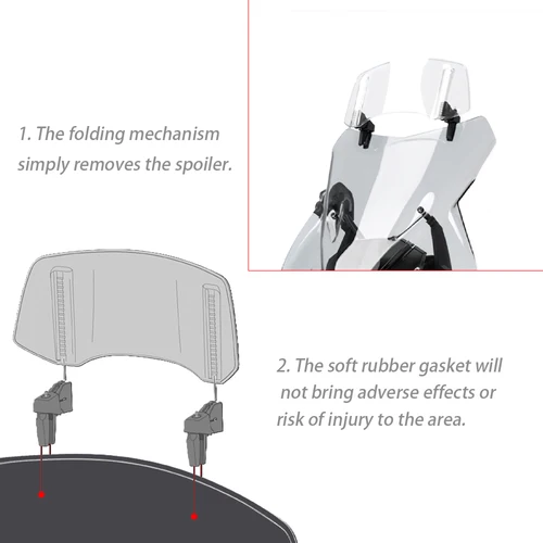 Imagen 2 del producto Para ZONTES, HONDA, YAMAHA, BMW, extensión de parabrisas, alerón ajustable, Deflector de parabrisas con abrazadera Universal