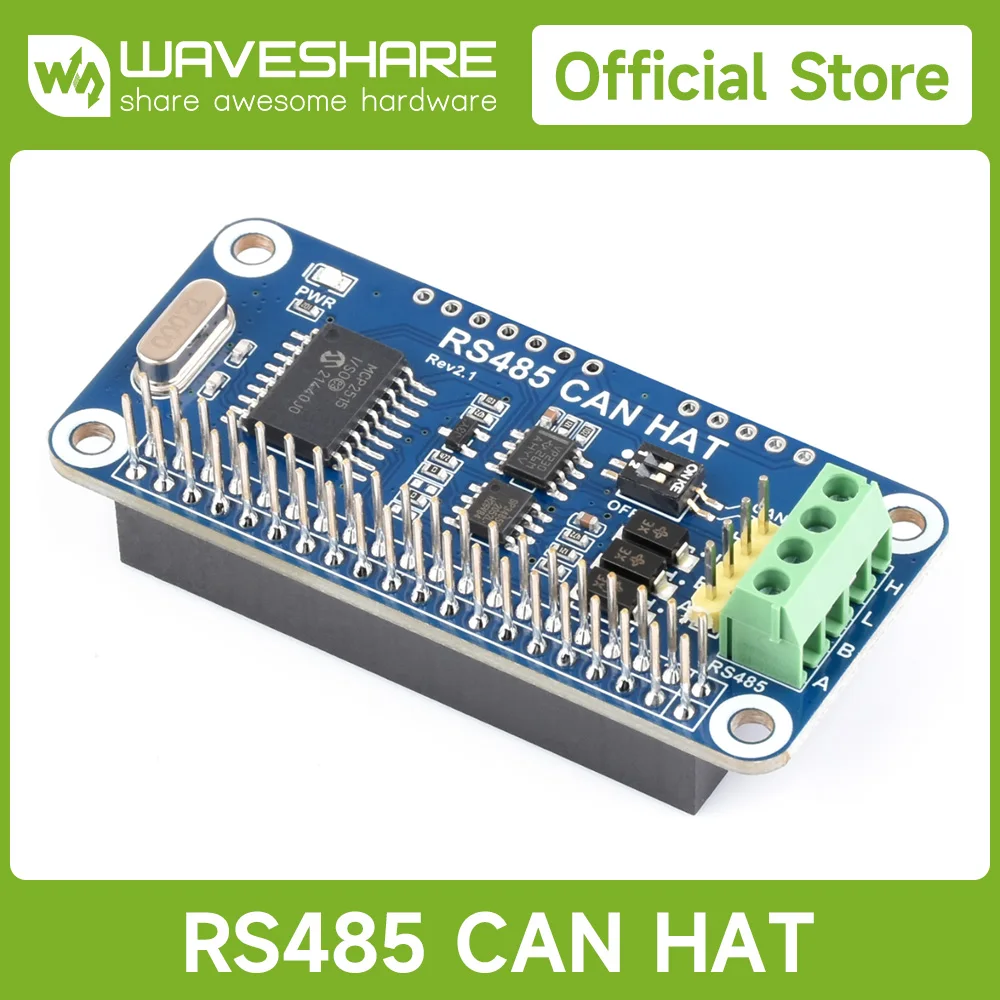 

Waveshare RS485 CAN HAT For for for Raspberry Pi 5/4B/3B/Pi Zero/Zero, Allows Stable Long-Distance Communication via RS485/CAN