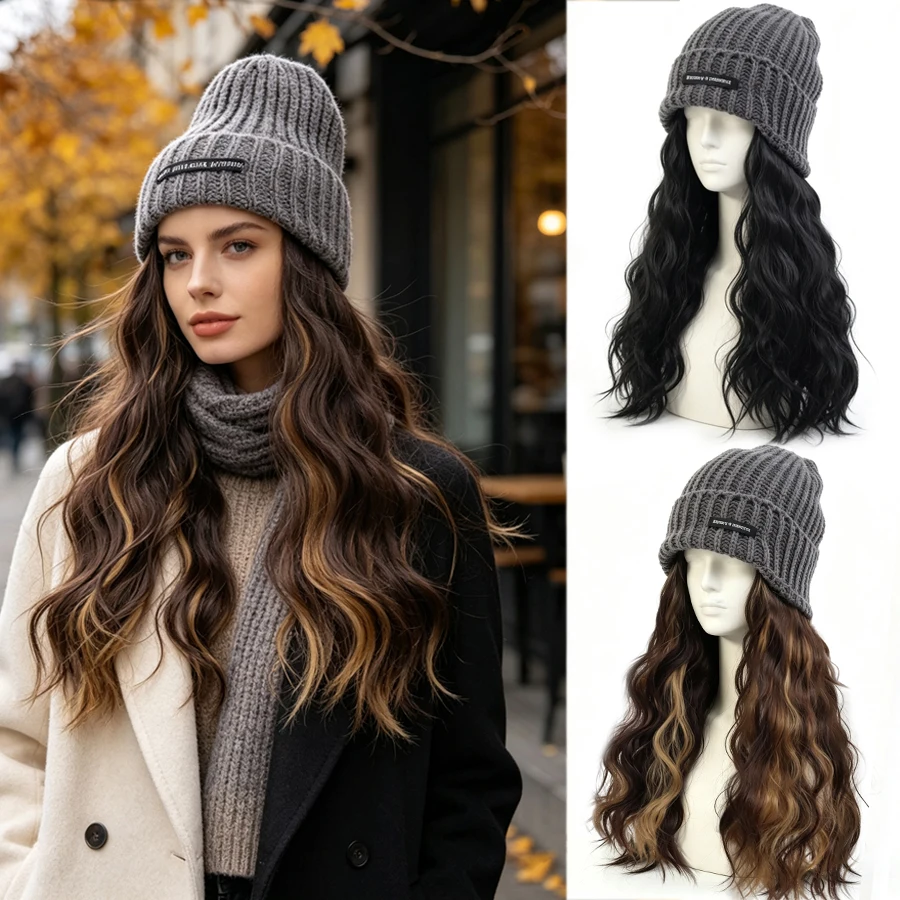 gorro-de-malha-cinza-elastica-com-peruca-sintetica-longa-e-ondulada-fibra-de-alta-densidade-resistente-ao-calor-gorro-de-inverno-quente-e-moderno-para-uso-diario