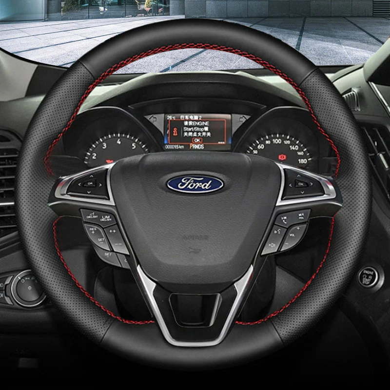 DIY Custom Microfiber Leather Car Steering Wheel Cover for Ford Fusion Mondeo 2013 2014 EDGE 2015 2016 Steering Wheel Wrap