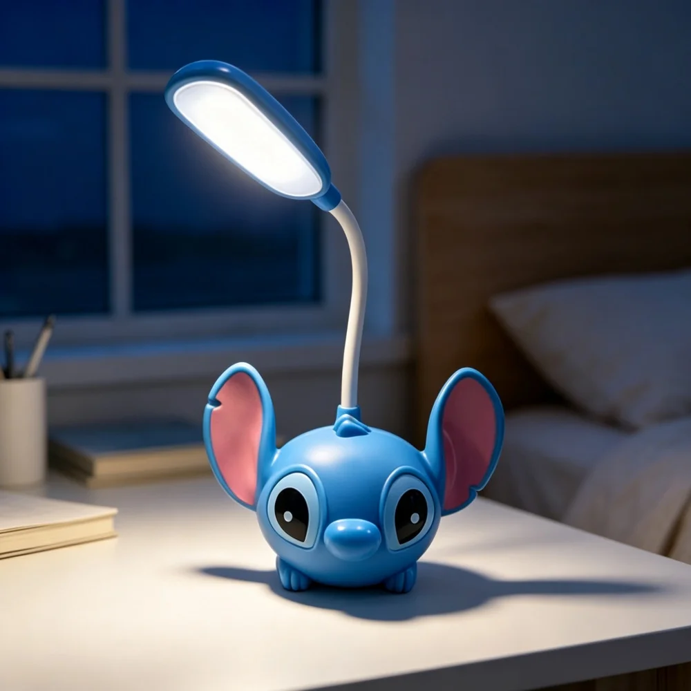 Cute Cartoon Mini Desk Lamp Flexible Hose LED Reading Light USB Rechargeable Night Light for Kids Bedroom Study Table Decor Gift