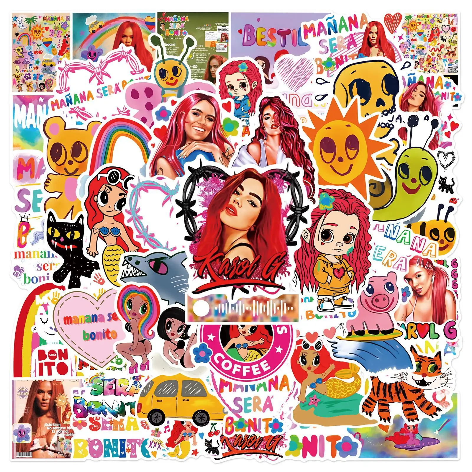 50PCS Manana Sera Bonito Stickers Decals for Phone Laptop Notebook Suitcase Guitar DIY Cartoon Aesthetic Stickers