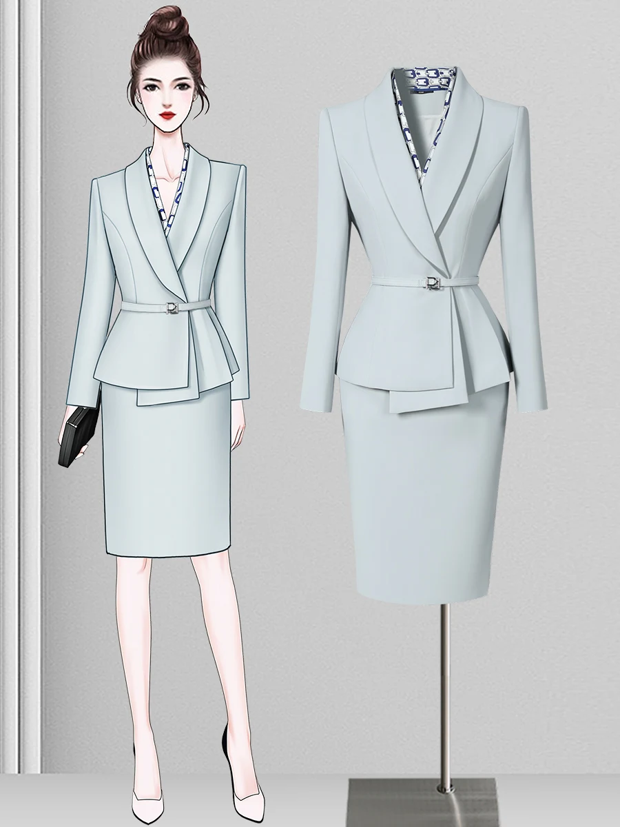 Professional Women's Suit Set Autumn New Hotel Front Desk Uniform Sales Office Beauty Salon High End Elegant Workwear