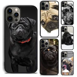 Animal Black Pug close up phone Case Cover For iPhone 15 16 14 Plus XR XS SE2020 Apple 11 12 13 mini Pro Max coque