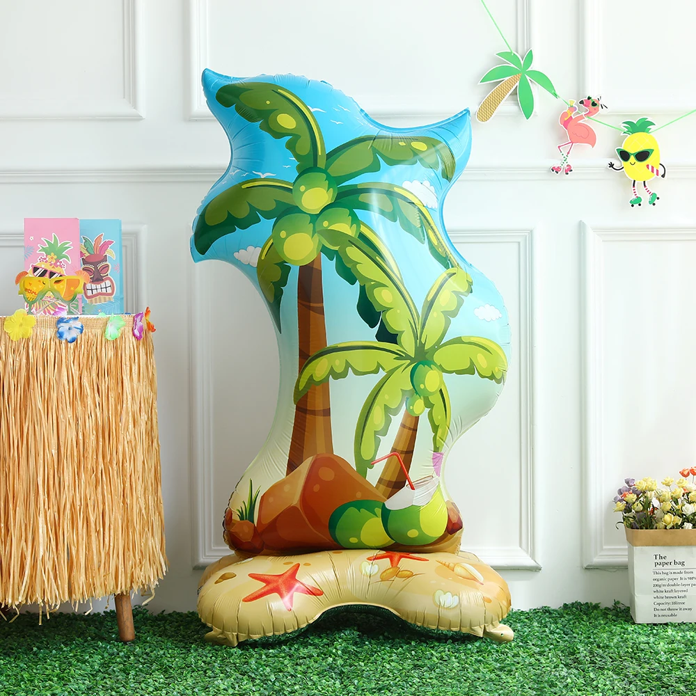 Large Standing Coconut Palm Tree Foil Inflatable Balloon 4D Pineapple Cactus Hawaii Theme Summer Beach Birthday Wedding Party