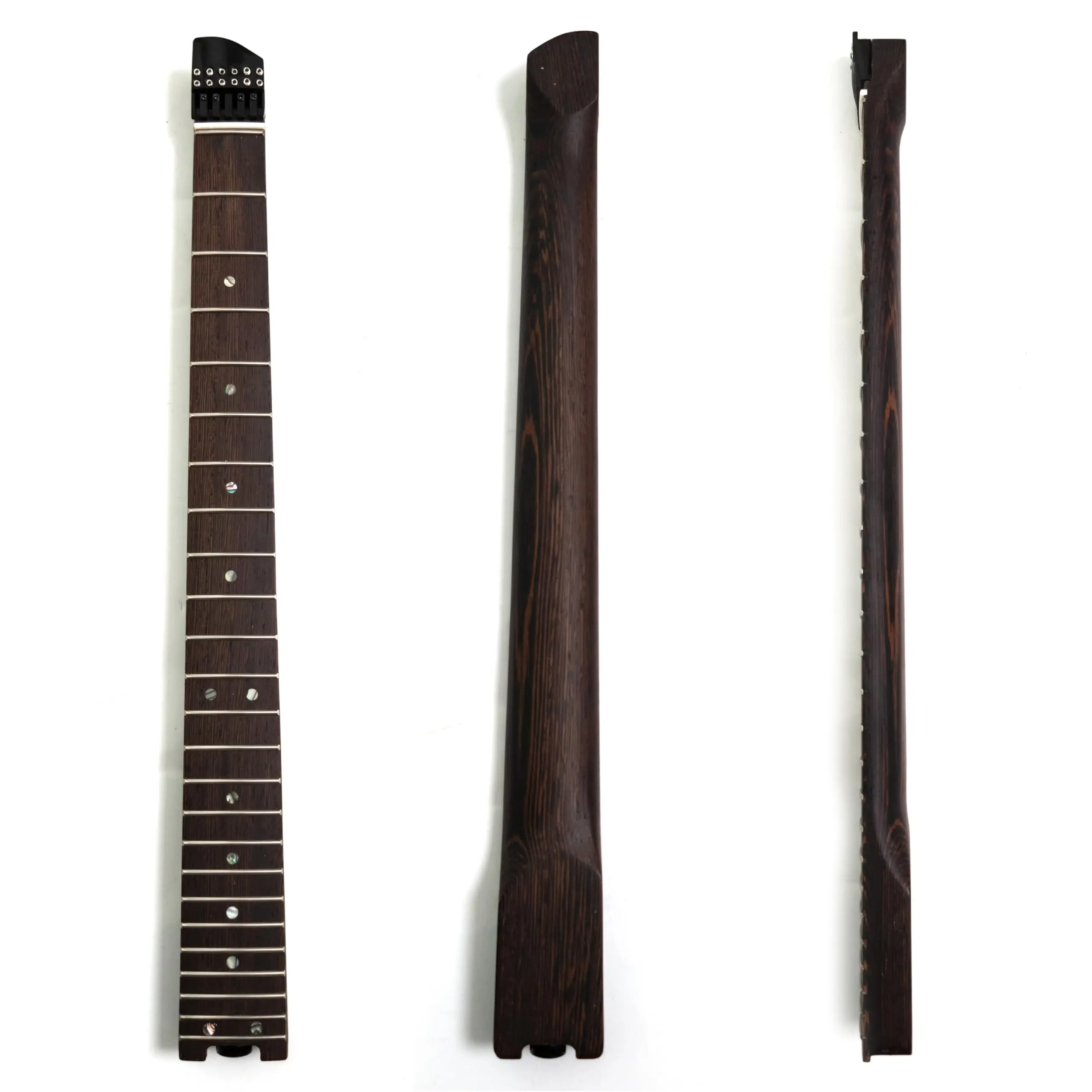 

Headless Guitar Neck Wenge Wood 24 Frets with Wenge Fingerboard, Black Locking Nut, 56mm Heel for Headless Electric Guitars