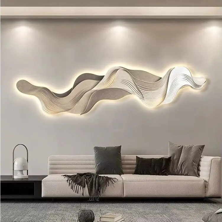 Mountain Light Luxury Sofa Background Wall Painting Light with Light Ambience Light Hanging Picture High-Grade LED Light Hanging