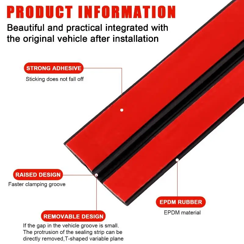 Car Rubber Weather Stripping Uncut Sealing Trim For Roof Window Windshield Auto Soundproof Waterproof Seal Accessory Gadget view 4