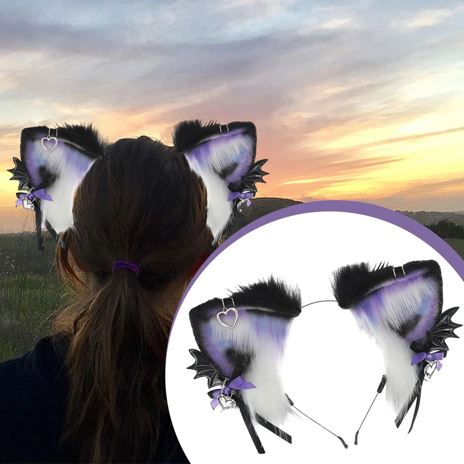 

Готический лолитский головной убор с животным принтом для выступлений, выпускных и Хэллоуина, из искусственного меха