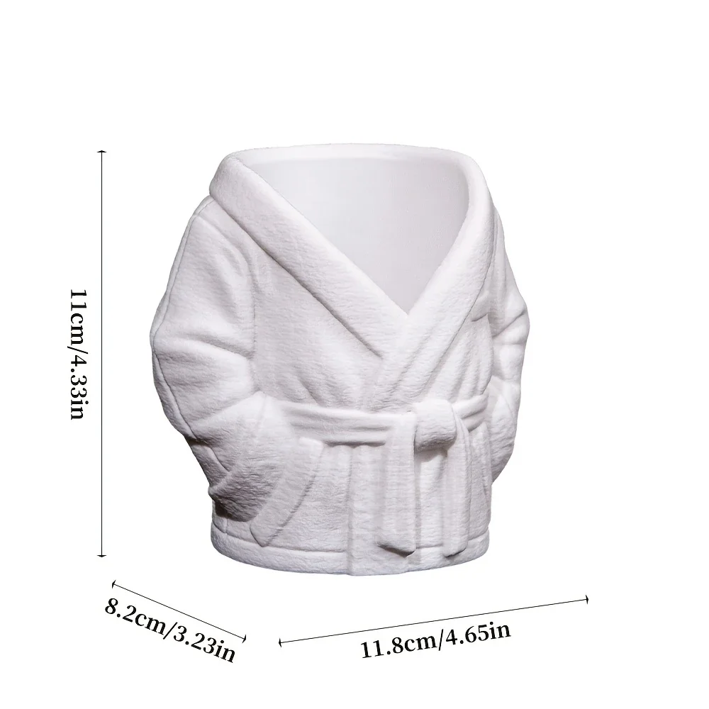 3D Printed Bathrobe Shaped Makeup Brush Holder Aesthetic Vanity Storage Cup for Cosmetics Toothbrush & Razor Desk Decor