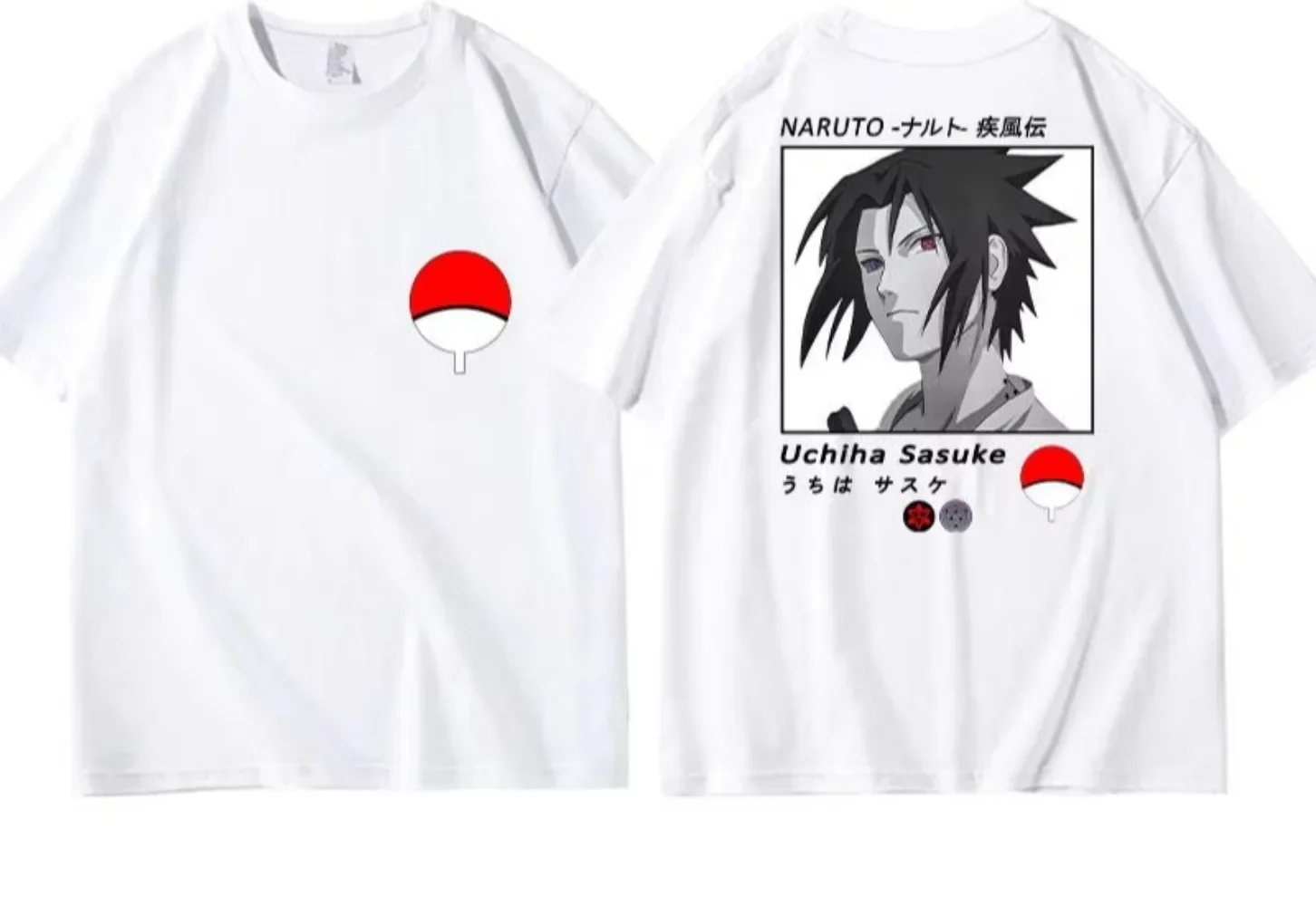 Naruto Kakashi White T-shirt Naruto Uchiha Itachi Sasuke Pure Cotton Double-sided Printed men Casual T-shirt Fashion Vintage Top