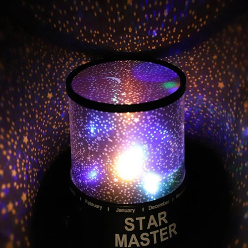 Proyektor lampu malam LED untuk anak-anak, 1 buah lampu tidur berwarna bintang langit berbintang hadiah kreatif