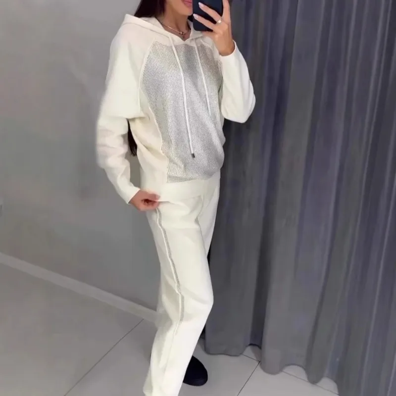 

Европейская и американская трансграничная весенне-осенняя женская популярная модная повседневная толстовка с капюшоном для снижения возраста, спортивный костюм