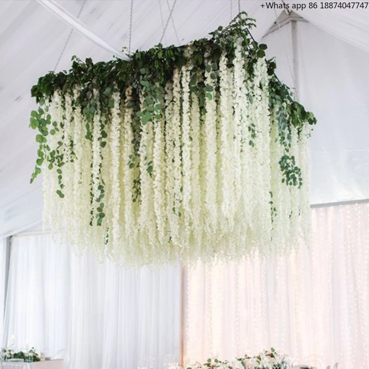 I293 Wisteria Violet Flower Strip Interior Decoration Artificial Silk Flower Wedding Ceiling Decoration Hanging