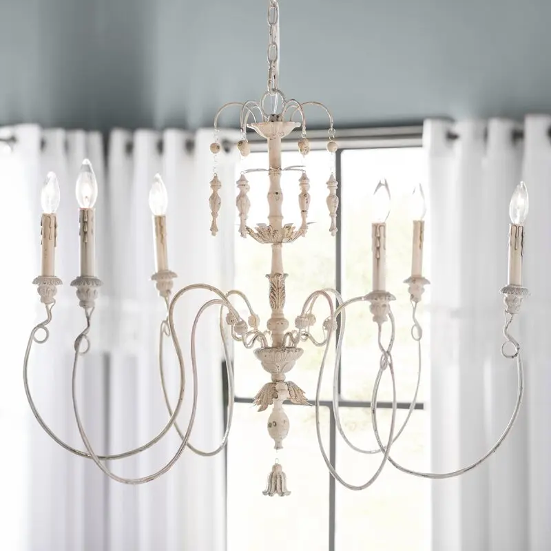 Lower New York Park Sorrento romantic French country elegant curved aged 6/8 head chandelier living room bedroom