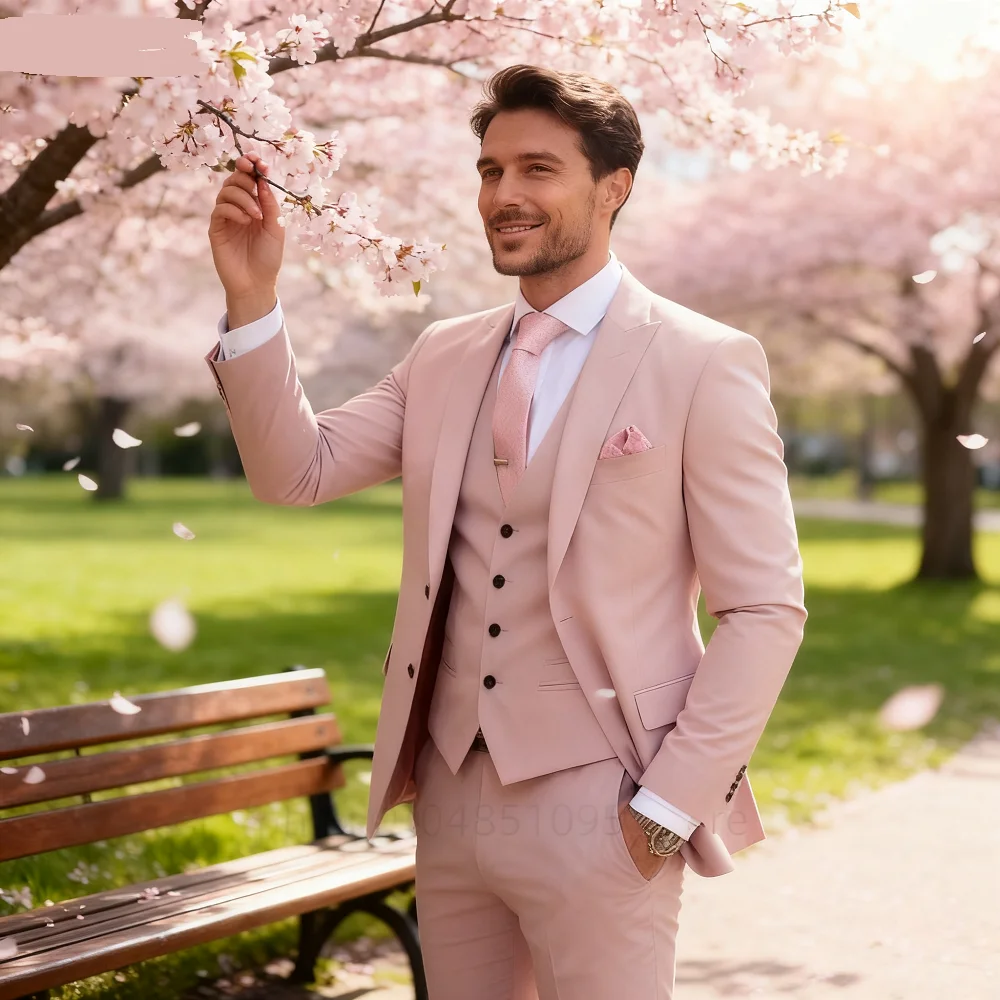 

Classic Wedding Solid 3-Piece Smoking Ternos Fino Adjusted Male Formal Business Suits for Groomsmen And Festive Occasions