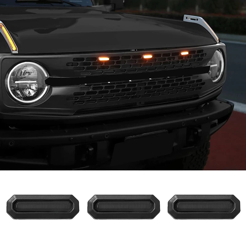 LED Grille Lights for Ford Bronco 2021 2022 2023 2/4-Door Black Grille Lamps Kit Bronco Accessories