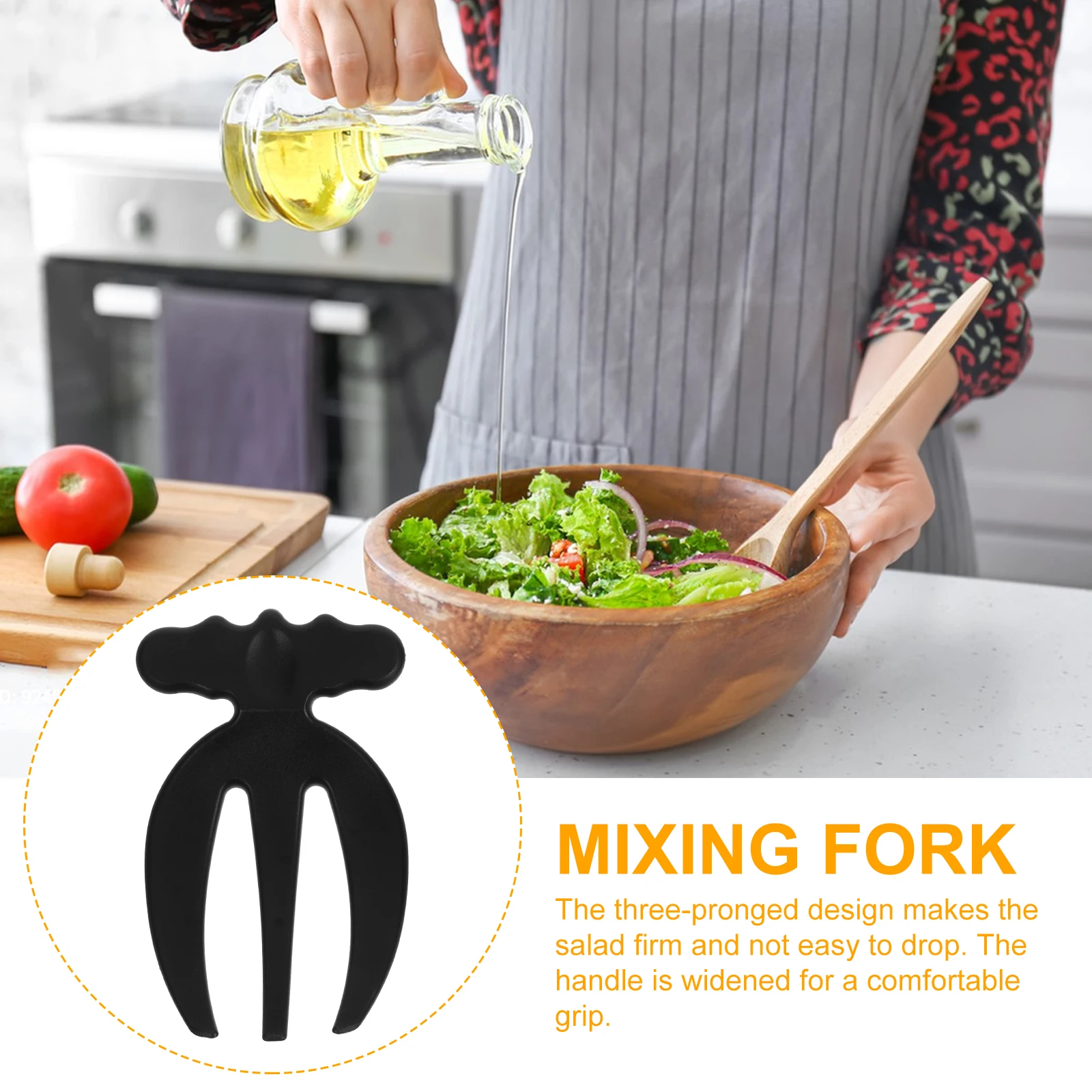 

2pcs Salad Mixer Forks Plastic Stirring Forks 3-Pronged Design Comfortable Handle Lightweight Mixing Tools for Salad