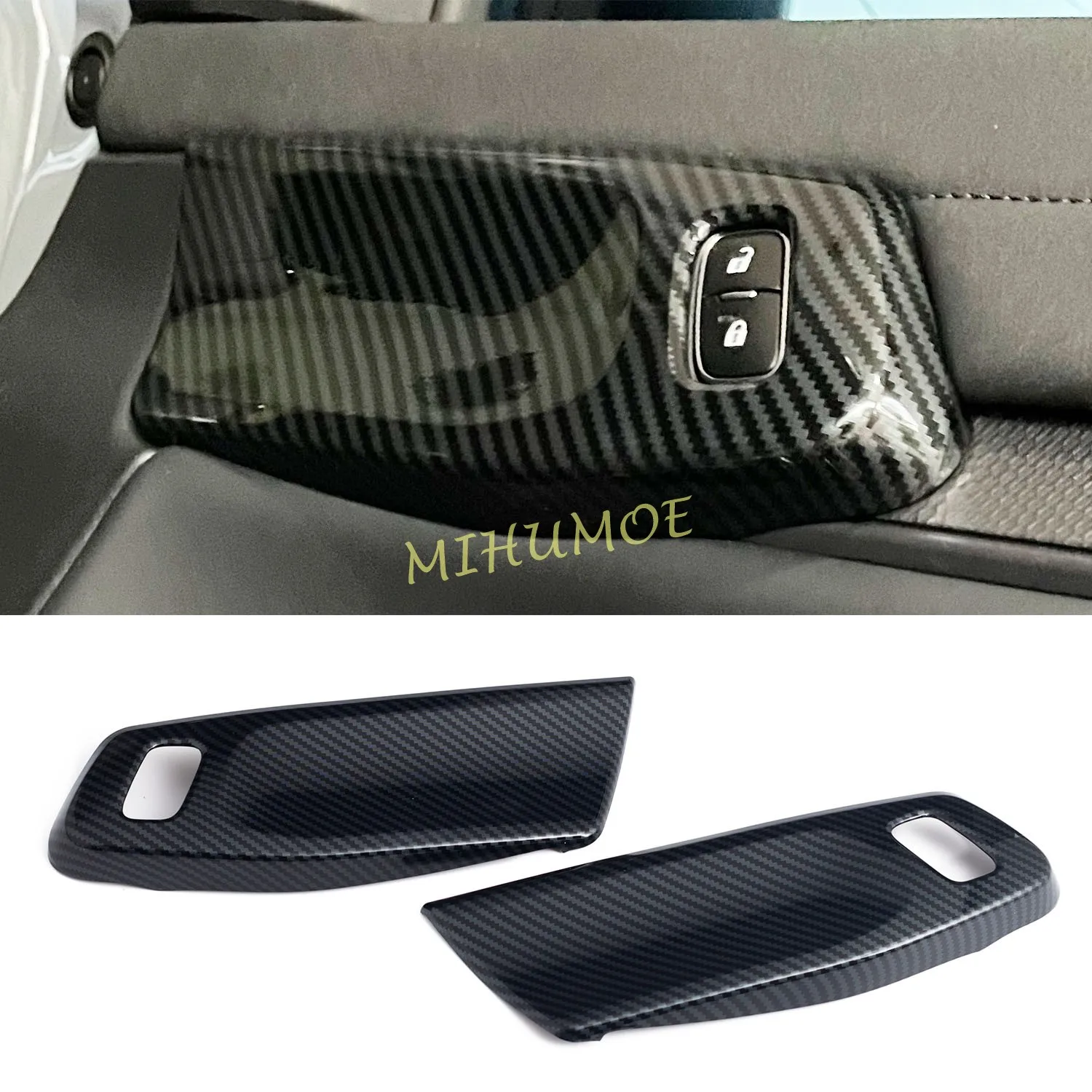 

2Pcs Front Door Switch Panel Cover Decoration Trims For Ford Ranger XL XLT 2024 2025 Car Interior Accessories Carbon Fiber Look