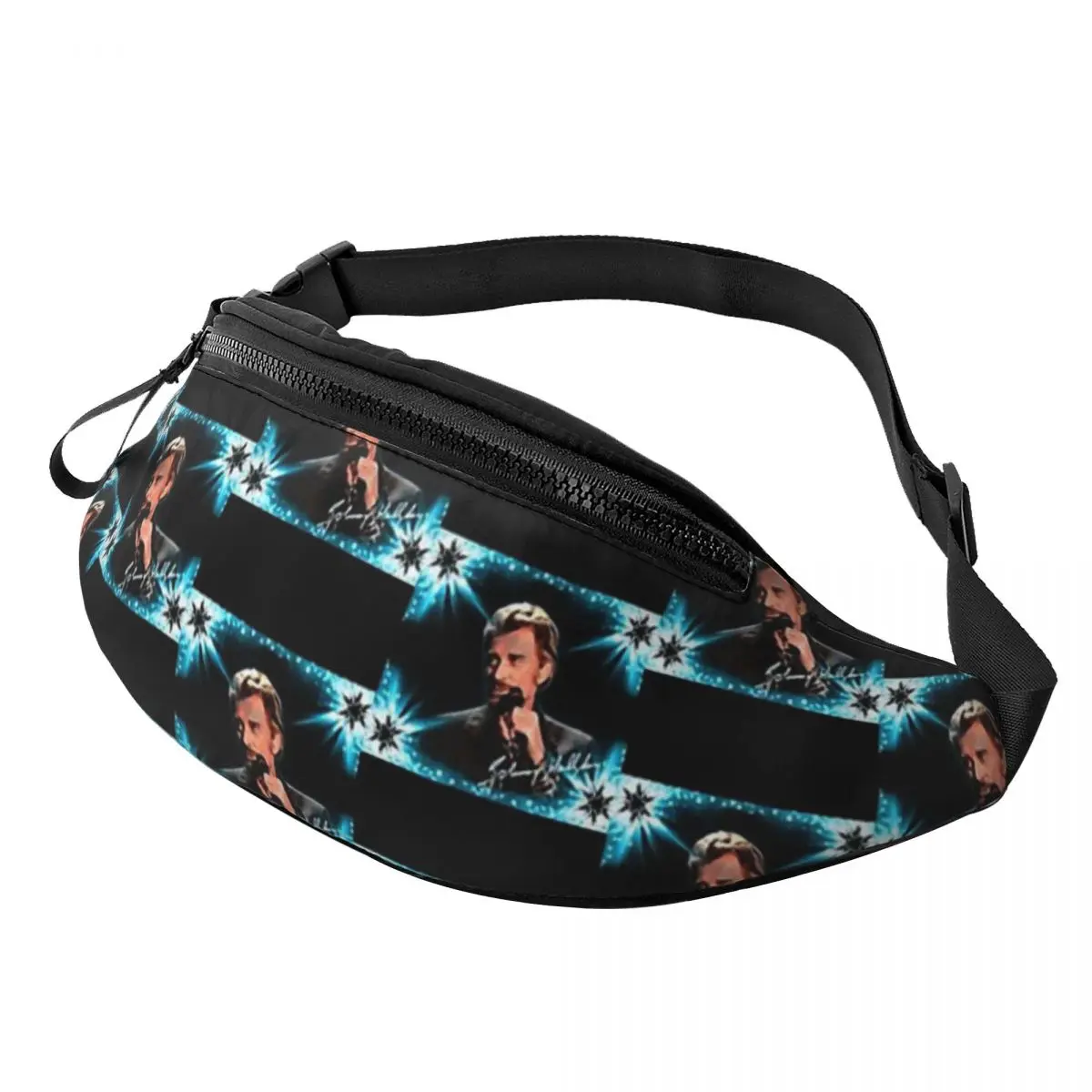 Tribute To Classic Printed Waist Bags Johnny Hallyday Men Women\'s Fanny Pack Fashion Sport Banana Bags Belt Pouch