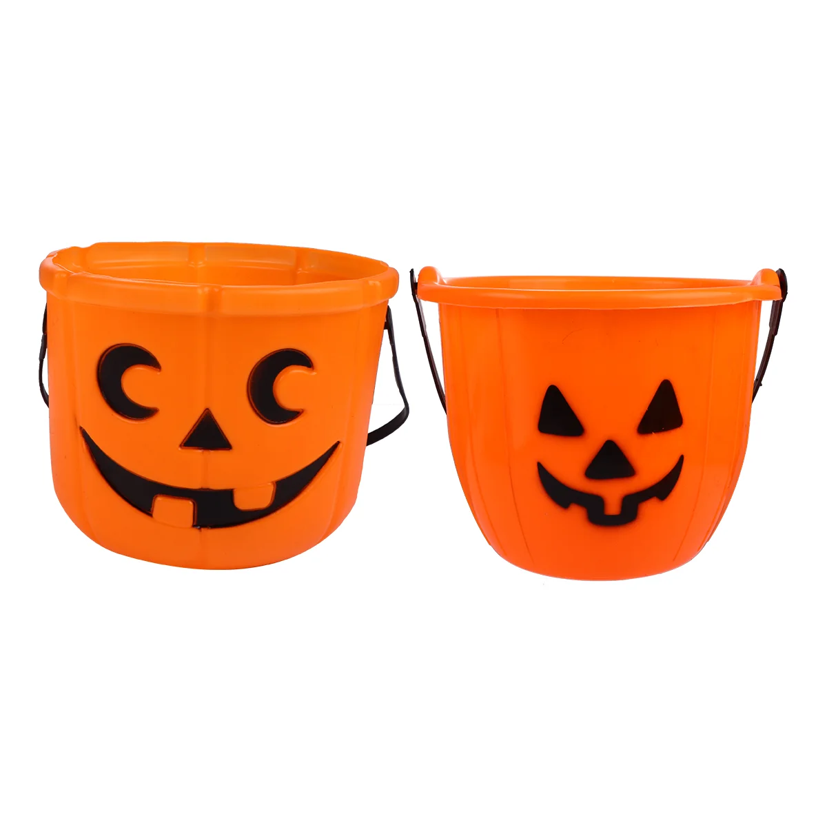 

2 Pcs Halloween Pumpkin Bucket Gift Barrel Decorate Party Photo Props Plastic Storage Candy Tote Child Garland