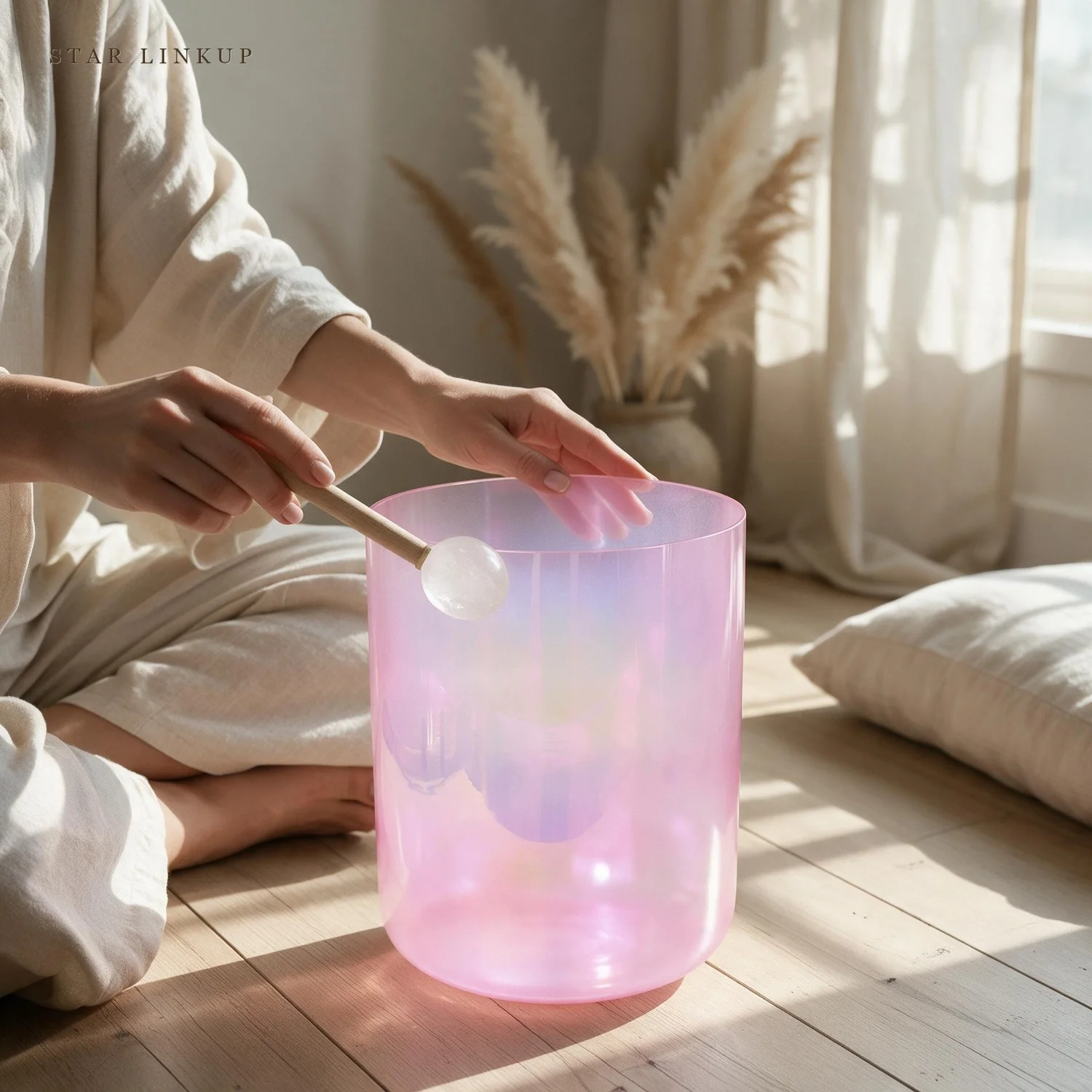 STAR LINKUP Model SL-2524 7 Sea and Lavender Colorful Alchemy Clear Quartz Crystal Singing Bowl for Therapy and Sound Healing with Mallet - Calming Crystal Percussion for Daily Mindfulness, Healing Rituals and Yoga