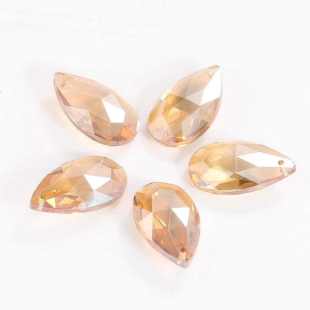 6PCS 38mm Chandelier Crystals Replacement Champagne Teardrop Beads Curtain Prism Suncatcher Hanging Pendant Ceiling Light Parts