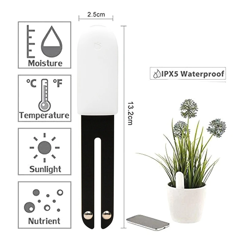 Flower Plant Monitor Soil Test Tracker Intelligent Bluetooth Monitor For Light Moisture Fertility Temperature