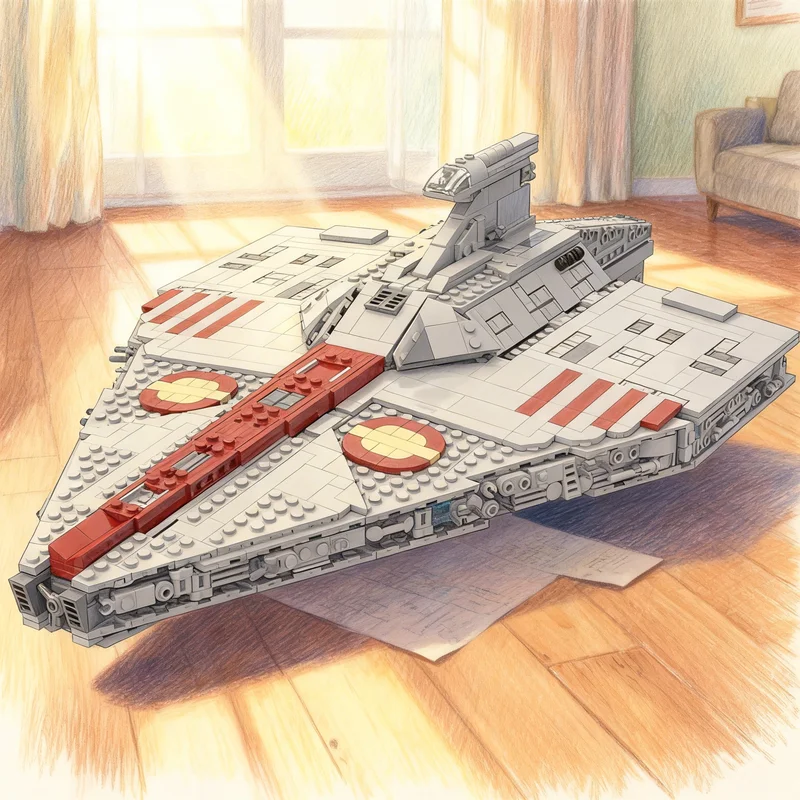 1813 Teile MOC Acclamator Cruiser Star Battle UCS Modellbausatz DIY Geschenk Kreatives Sammlerstück Deko-Display Premium für Erwachsene