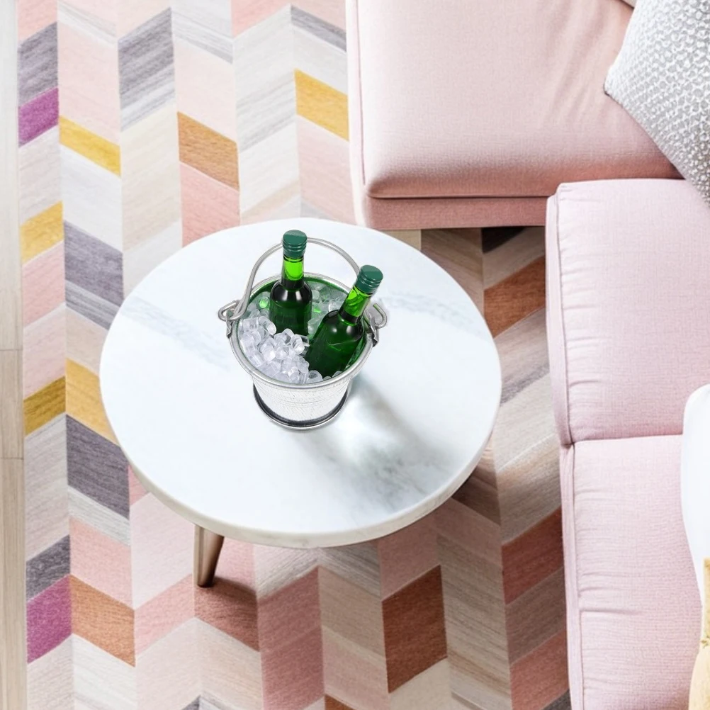 

1 комплект, 1 комплект миниатюрного ведра для льда с мини-бутылками вина, измельченным льдом, металлическое жестяное ведро для кукольного домика, бара, паба, сказочного сада