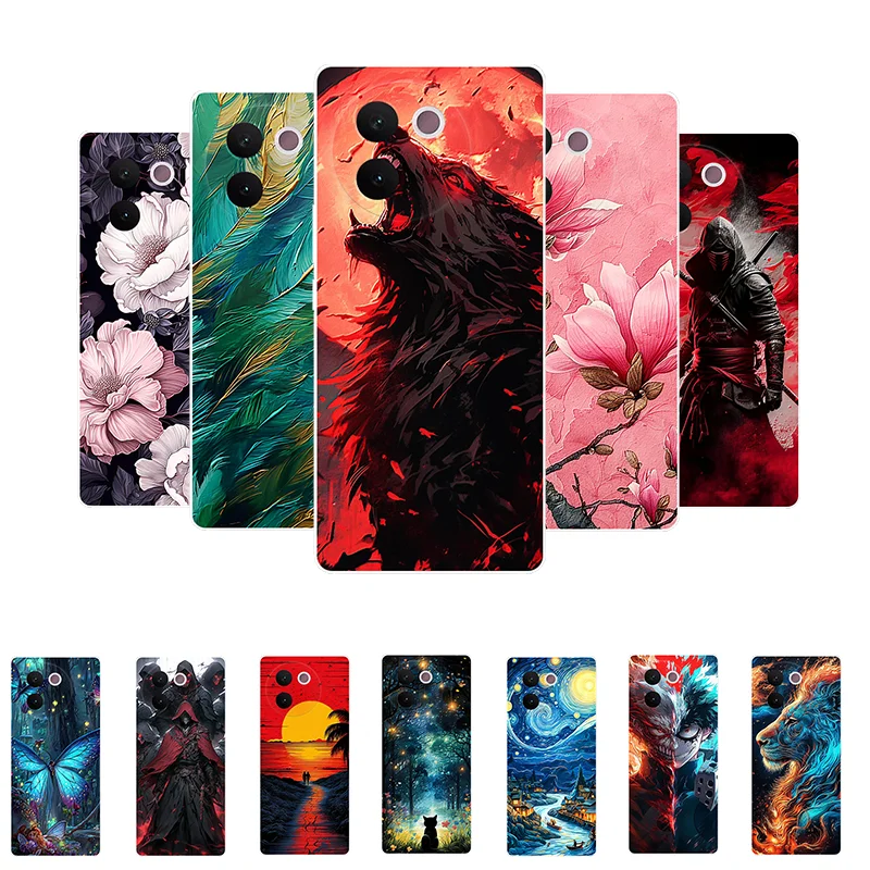 For Vivo V30e 5G Case Flowers Wolf Soft Silicone Phone Cover for Vivo V30e	V2339 6.78