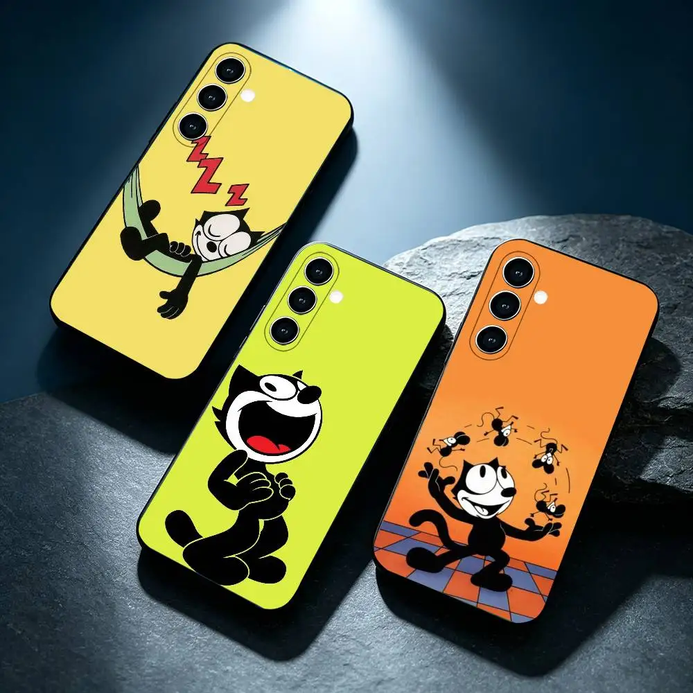classic cartoon Felix the C-Cat Fashion Phone Case Black Cover For Samsung Galaxy A12,22,32,52,53,71,73, Note9/10/20 Ultra