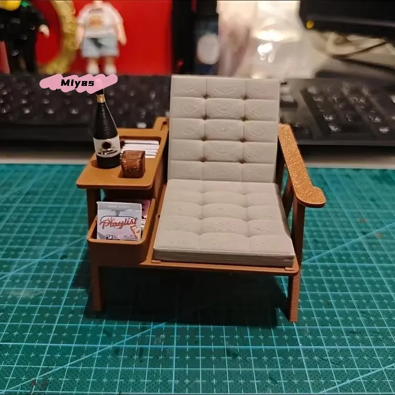 

1 Set 1/12 Scale 3D Printed Miniature Lounge Furniture Reading Chair Model for Diorama Dollhouse Desktop Decor Home Ornament