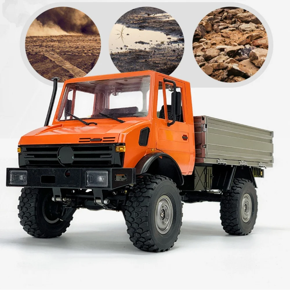 LDRC 1201 1/12 2.4G 4WD RC Car Unimog with Differential Lock Two Speed Metal Transmission Gearbox LED Light Vehicles Models Toys