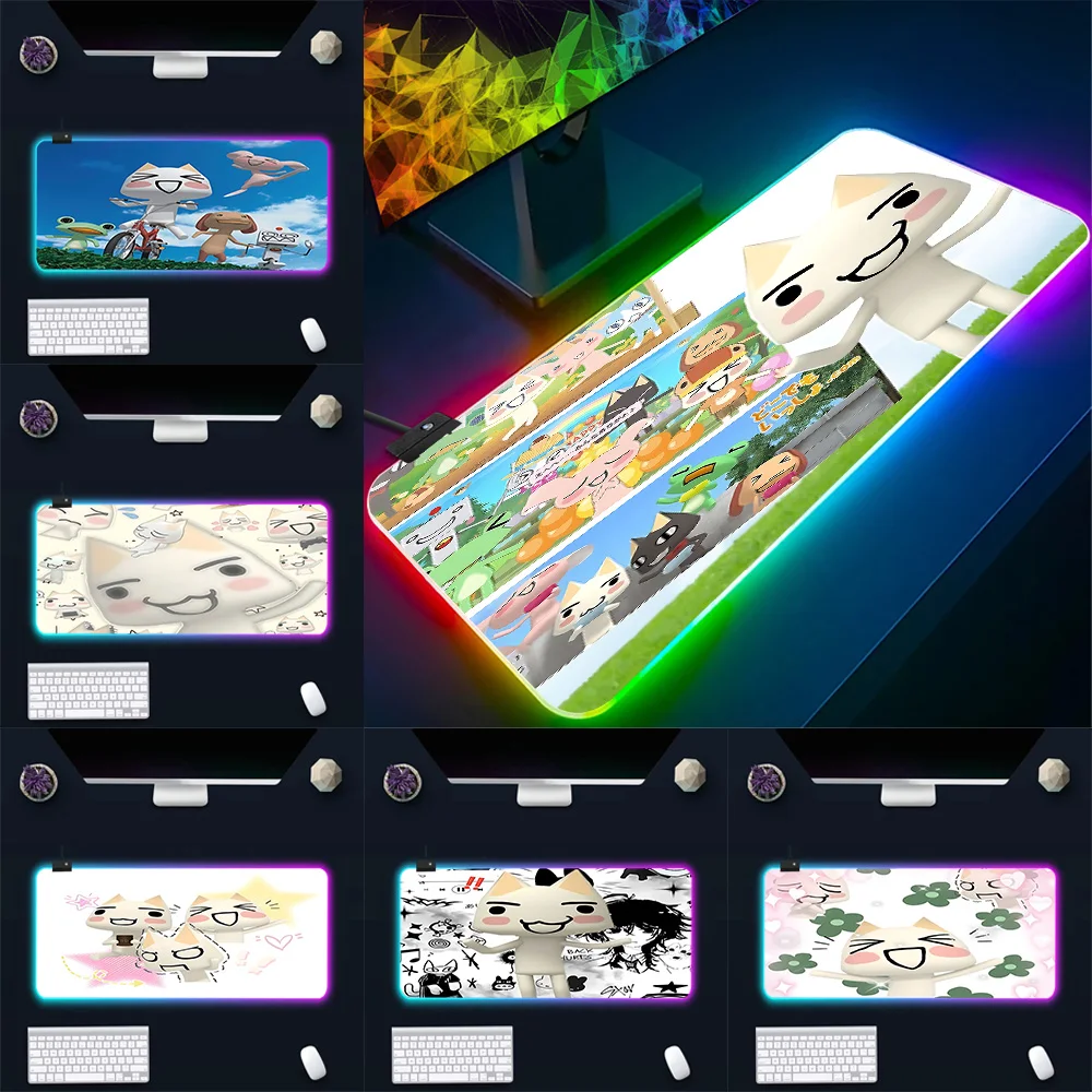 

Коврик для мыши I-Inoue Anime Toro RGB для ПК геймеров, светящийся LED коврик для мыши, резиновый игровой коврик для компьютера