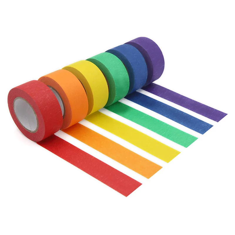 6X Colored Masking Tape,Colored Painters Tape For Arts And Crafts, Labeling Or Coding - Masking Tape (2.4Cm X 12M)