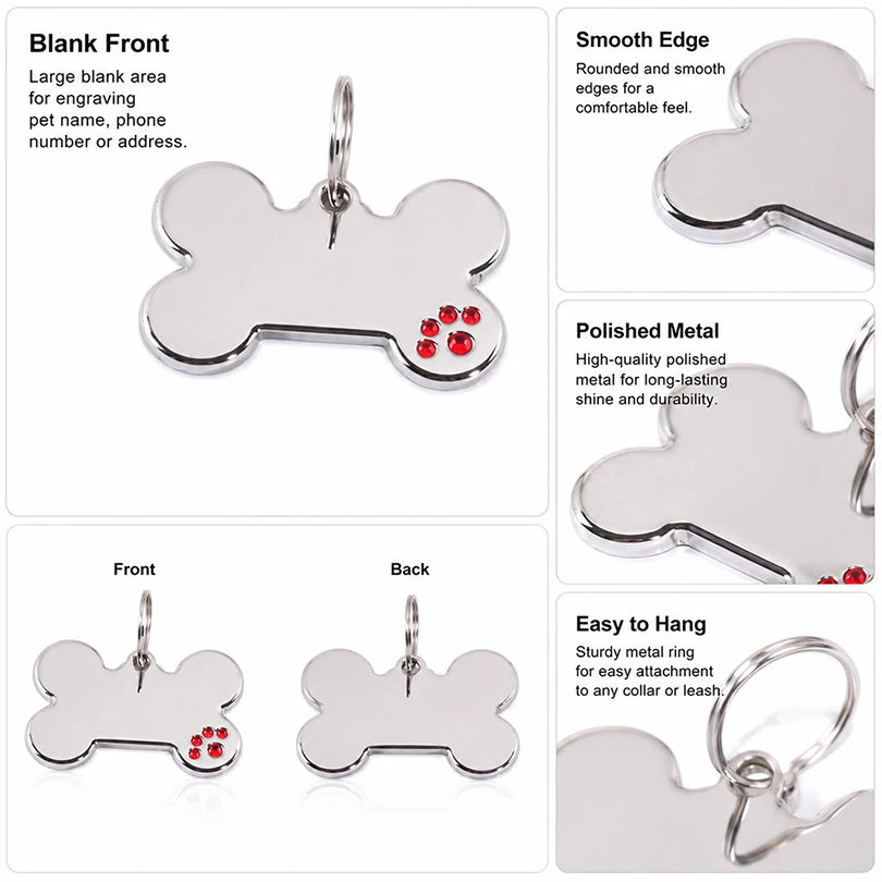 Custom Text Dog Tags Personalized Name Dog Tag Bone Shaped Laser Engraving Number Anti-lost Claw Customized Text Pets ID Tag