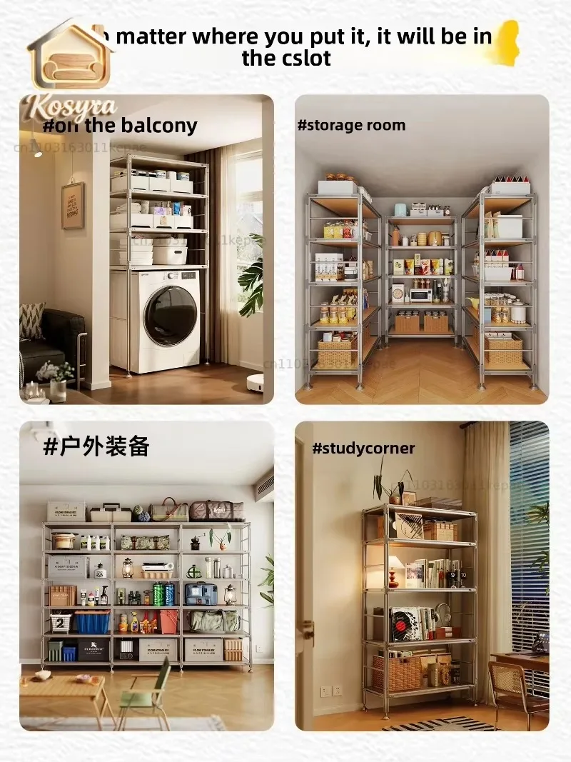 Aluminum profile storage rack, floor-standing solid wood partition storage bookcase, office honor display rack, floor-to-ceiling