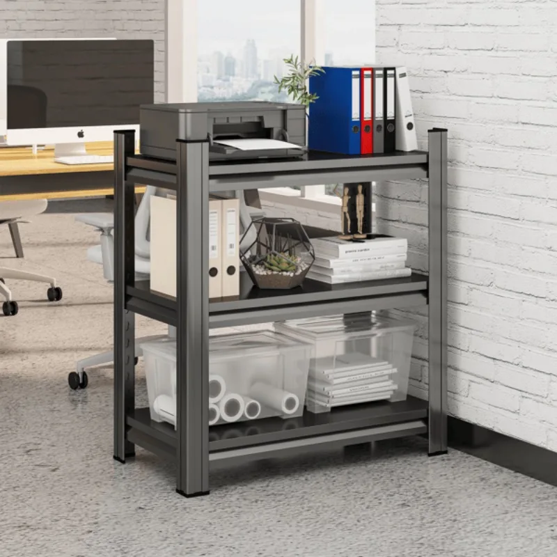 

3 Tier Black Metal Shelf 31.50 Inch Freestanding Adjustable Shelving Unit Easy Assembly for Home Office or Living Spaces