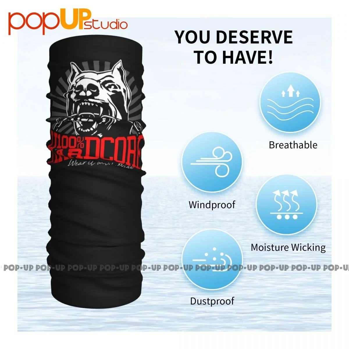 100 Hardcore Dog 305206060 Gabber Techno Partyoutfit Komin na szyję Bandana Szalik Maska na twarz