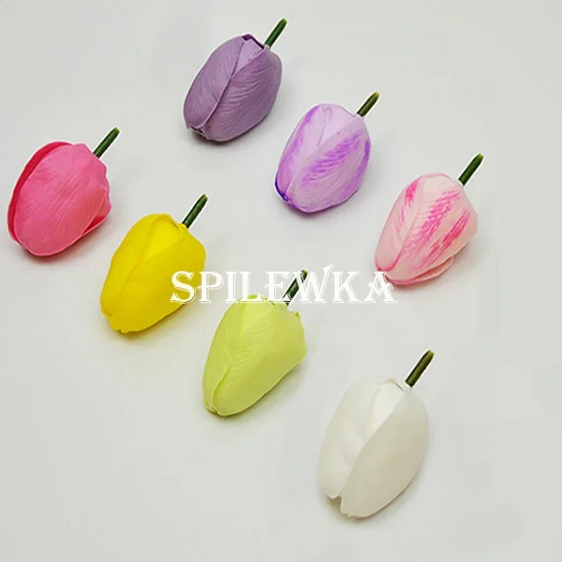 Spilewka 50ps 4x6cm Artificial Flower Tulip Fake Flower Head Home Decora DIY Bouquet Gift Box Making Birthday Gift Accessories
