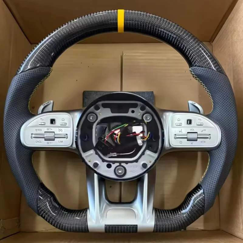 LED Customized Carbon Fiber Leather Car Steering Wheel For Mercedes Benz W204 W205 W213 W219 W222 C63 E63 S63 G63 Steering WheeI