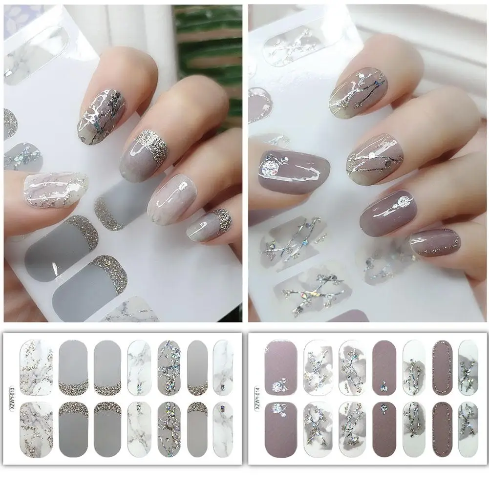 Blauer Gel-Nagelflicken-Schieber, glitzernd, rosa, selbstklebend, vollständige Abdeckung, Gel-Nagelflicken, UV-Lampe, ausgehärtete Maniküre für Frauen und Mädchen I1J9