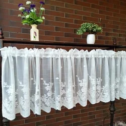 French Cotton Lace Curtains Road Pocket Shade Curtain Floral Tassel for Kitchen Bedroom Living Room Bay Window Cabinet Curtain