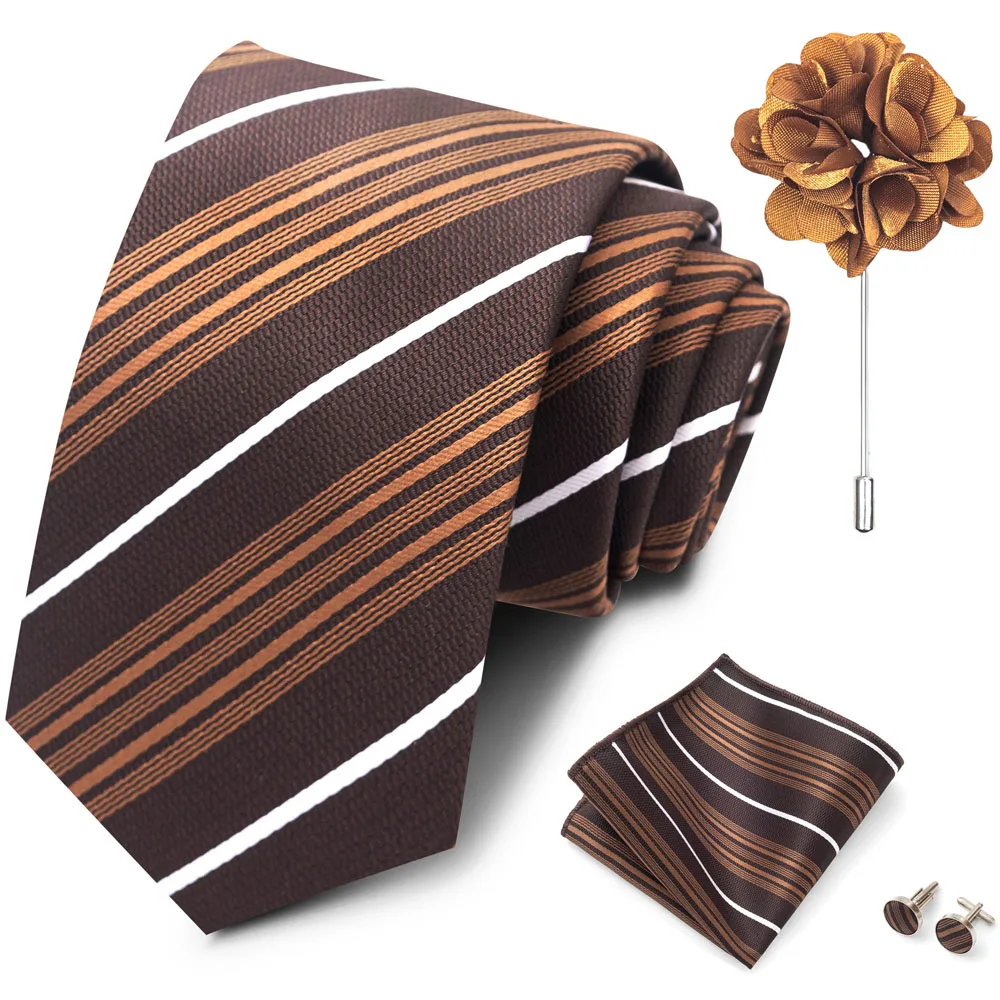 Großhandel Mode 8 cm Krawatten-Set, Krawatte, Einstecktuch, Manschettenknöpfe, Anstecknadel, Lila Paisley, Herren-Krawatten, passend als Geburtstagsgeschenk – Detail 8