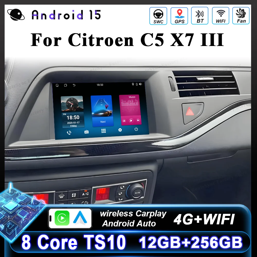 7-calowy odtwarzacz multimedialny do samochodu Citroen C5 X7 III z nawigacją GPS, bez radia stereo 2Din, bezprzewodowy Carplay, WIFI, akcesoria samochodowe 4G