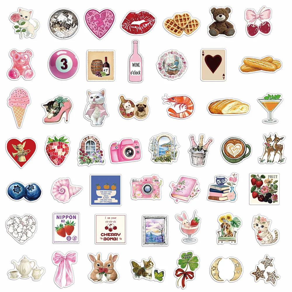 50PCS Aesthetic Pinterest Sticker Decoration Fashion Harajuku Laptop Luggage Creative Wall Bar Decor Streetwear Creative Sticker image 2