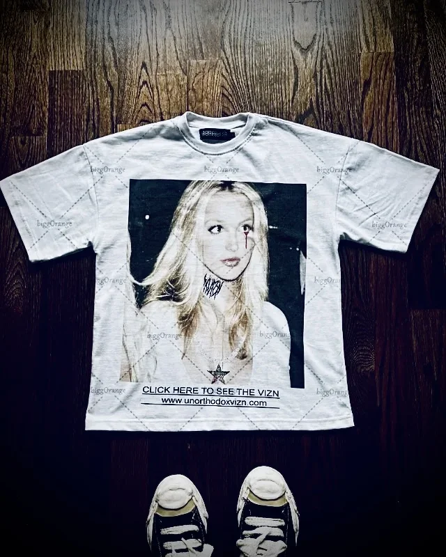 

new Hip-hop Street Personality Casual Punk Fashionable Loose Cotton T-shirt Women Top Portrait Printed Round Neck Short Sleeve