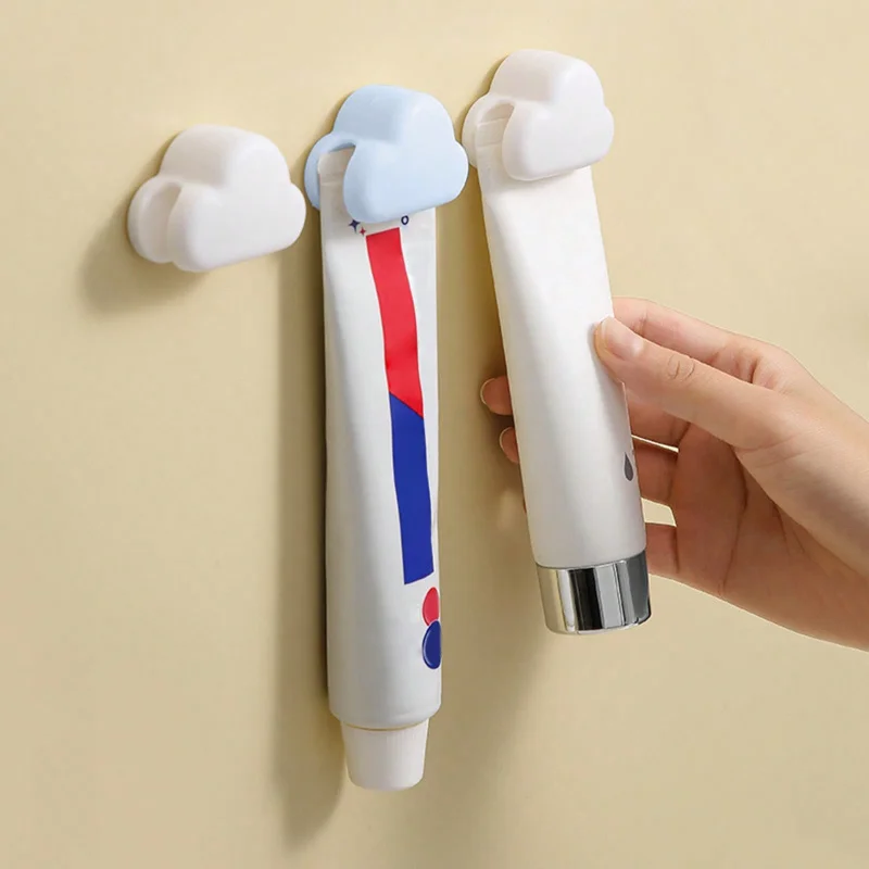 2 개 귀여운 구름 치약 홀더, 다기능 치약 주최자, 자체 접착 짜기 치약 홀더