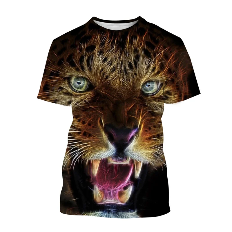 Animal Leopard 3D Print T-Shirts Men Women Casual Fashion Streetwear Oversized Short Sleeve T Shirt Kids Tees Tops Man Clothing